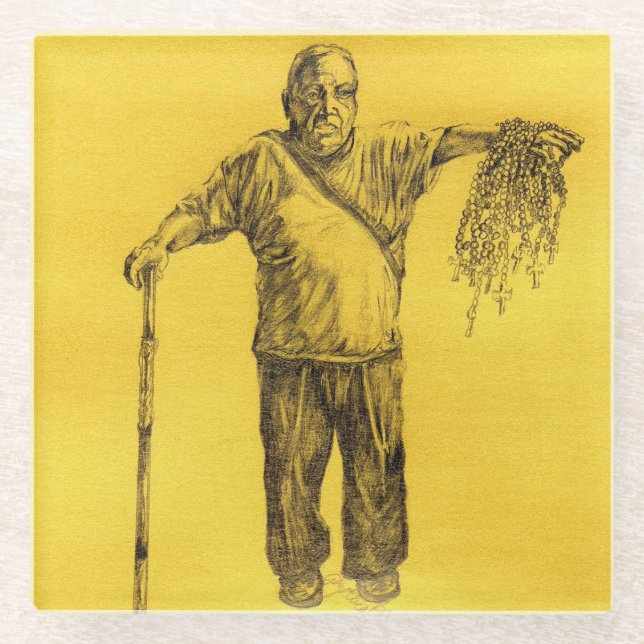 Forgive me, my pencil made me do it glass coaster (Front)