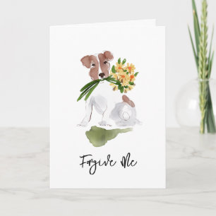 Forgive Me Please Puppy Flowers Sweet Terrier Art Card
