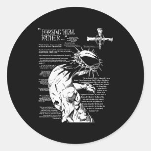 Forgive Them Father Anime Jesus Cross Tee  Classic Round Sticker