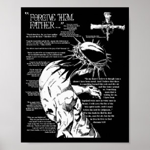 Forgive Them Father Anime Jesus Cross Tee  Poster