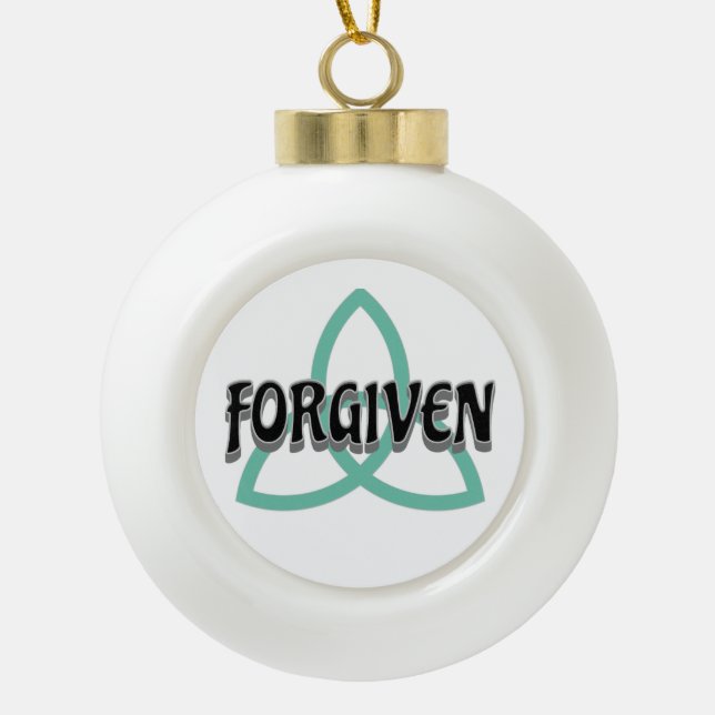 Forgiven Ceramic Ball Christmas Ornament (Front)