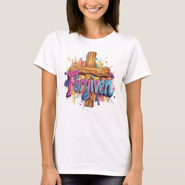 Forgiven Colour Splash Tee – Grace in Full Spectru (Front)