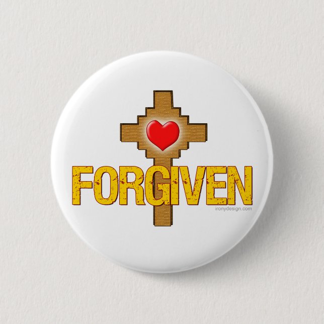 Forgiven Heart Cross 6 Cm Round Badge (Front)