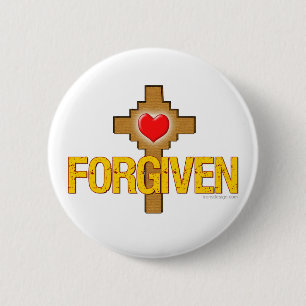 Forgiven Heart Cross 6 Cm Round Badge