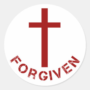 Forgiven Red Cross and Text Christian Design Classic Round Sticker