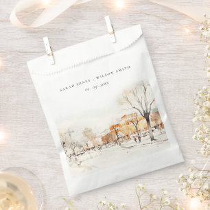 Forgo North Dakota City Scape Watercolor Wedding Favour Bag