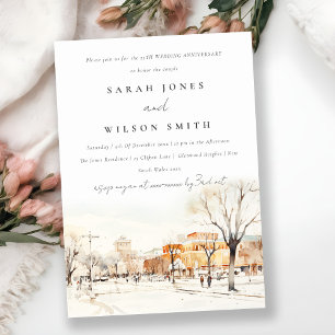 Forgo North Dakota City Scape Wedding Anniversary Invitation