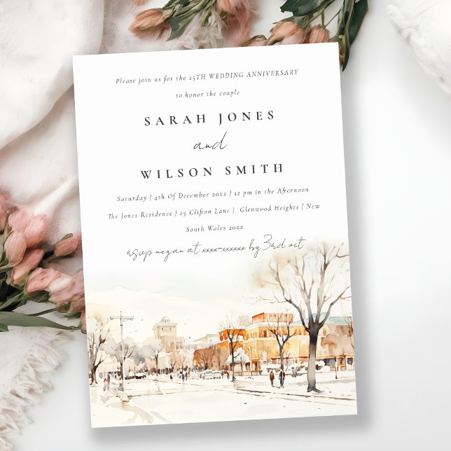 Forgo North Dakota City Scape Wedding Anniversary Invitation (Creator Uploaded)