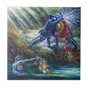 FORGOTTEN ROSE Fighting Knights,Money and Devil Ceramic Tile