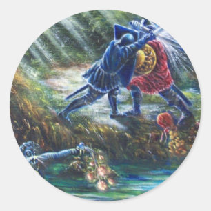 FORGOTTEN ROSE Fighting Knights,Money and Devil Classic Round Sticker