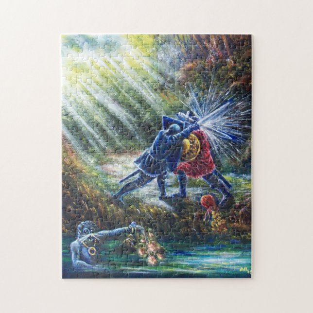 FORGOTTEN ROSE Fighting Knights,Money and Devil Jigsaw Puzzle (Vertical)