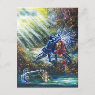 FORGOTTEN ROSE Fighting Knights,Money and Devil Postcard