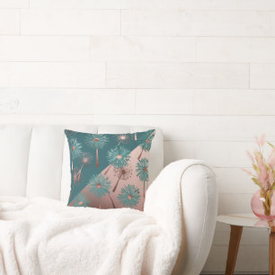 Forgotten Weeds : Turquoise Copper Dandelions Cushion
