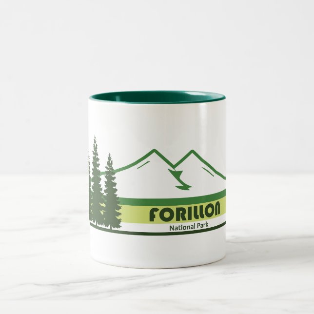 Forillon National Park Green Stripes Two-Tone Coffee Mug (Center)