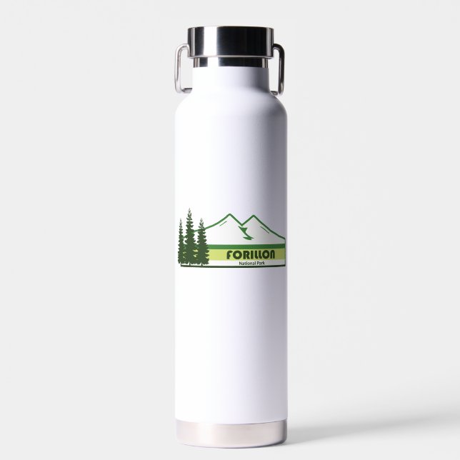 Forillon National Park Green Stripes Water Bottle (Front)