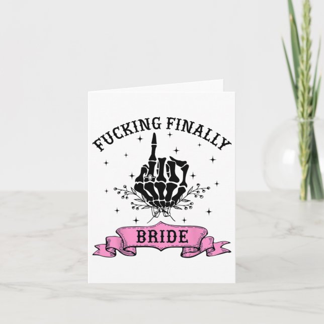 Foring Finally Bride Skeleton Hand Halloween Bache Card (Front)