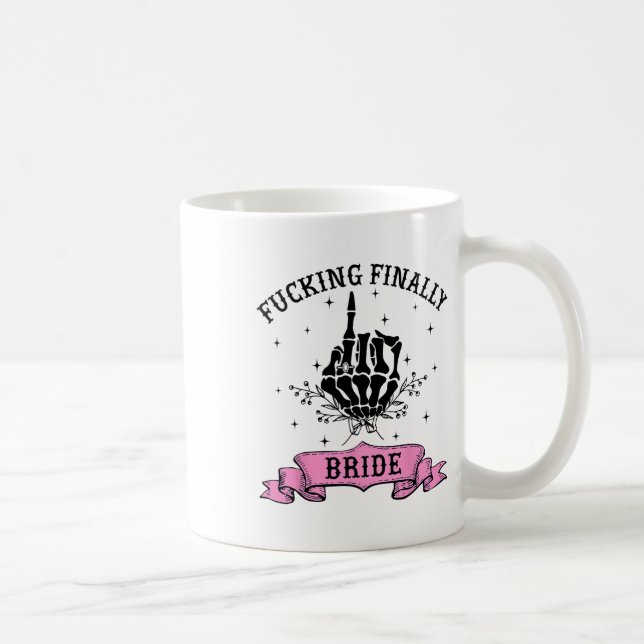 Foring Finally Bride Skeleton Hand Halloween Bache Coffee Mug (Right)