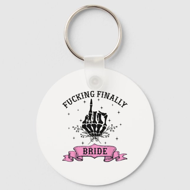 Foring Finally Bride Skeleton Hand Halloween Bache Key Ring (Front)