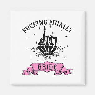 Foring Finally Bride Skeleton Hand Halloween Bache Magnet