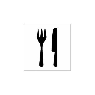 "Fork and Knife" Rubber Stamp