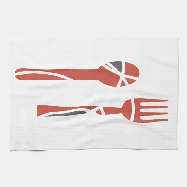 Fork and spoon design tea towel (Horizontal)