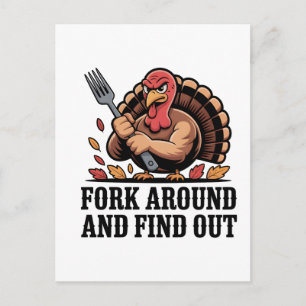 Fork Around The Find out Thanksgiving Turkey Postcard