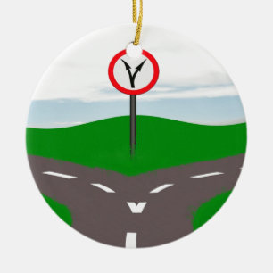Fork in the road a decision to be made ceramic tree decoration