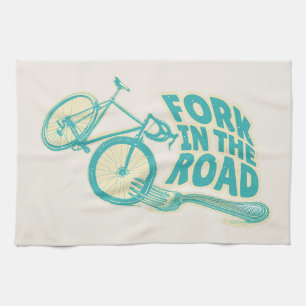 Fork in the road Funny bicycle Tea Towel