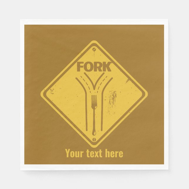 Fork in the road funny traffic sign napkin (Front)