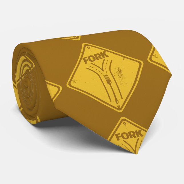 Fork in the road funny traffic sign tie (Rolled)
