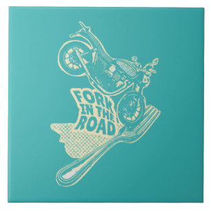 Fork in the road motorcycle crash ceramic tile