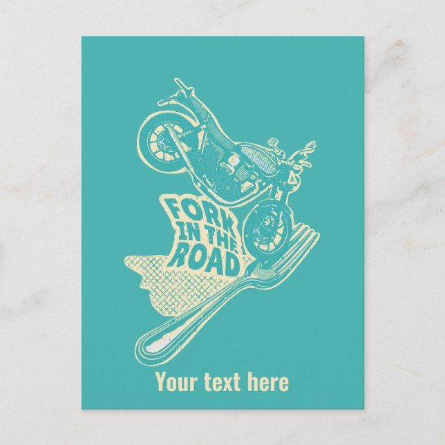 Fork in the road motorcycle crash postcard (Front)