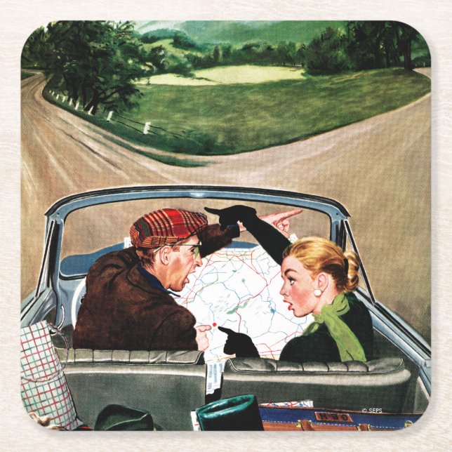 Fork in the Road Square Paper Coaster (Front)