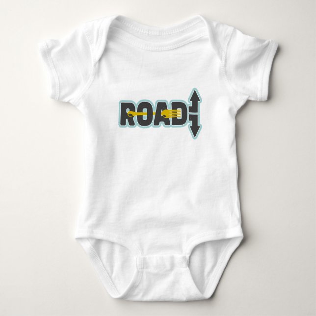 Fork in the road typographic text art baby bodysuit (Front)