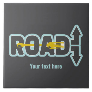 Fork in the road typographic text art ceramic tile