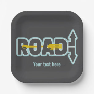 Fork in the road typographic text art paper plate