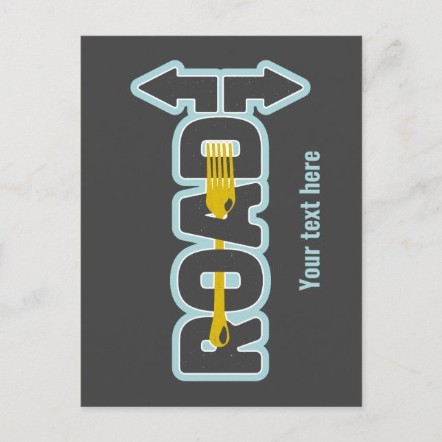 Fork in the road typographic text art postcard (Front)