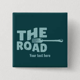 Fork in the road typography 15 cm square badge