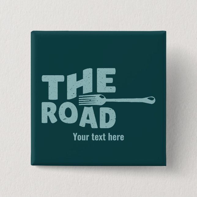 Fork in the road typography 15 cm square badge (Front)