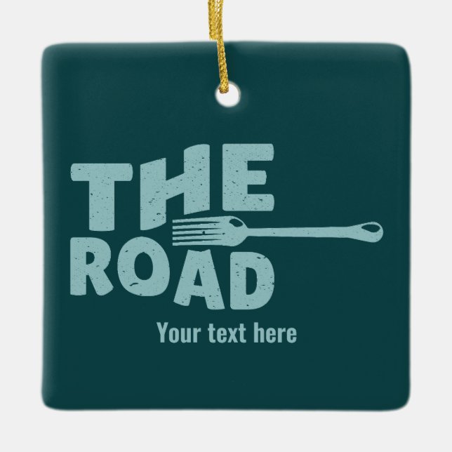 Fork in the road typography ceramic ornament (Front)