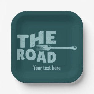 Fork in the road typography paper plate