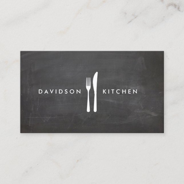 Fork & Knife Logo 3 for Chef, Foodie, Restaurant Business Card (Front)