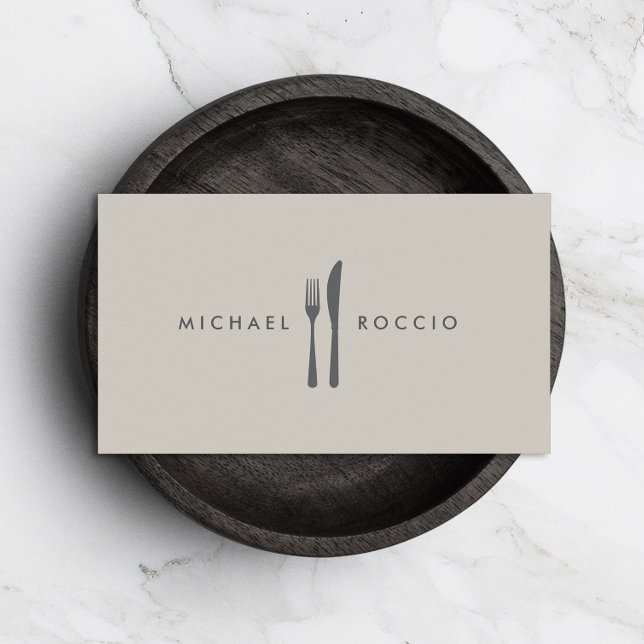 Fork & Knife Logo for Chef, Foodie, Restaurant Business Card (Creator Uploaded)