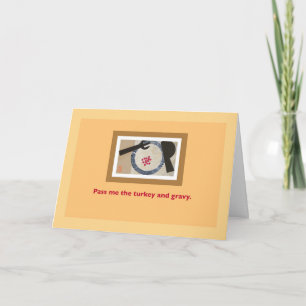 Fork Knife Plate Cranberries Turkey Day Card