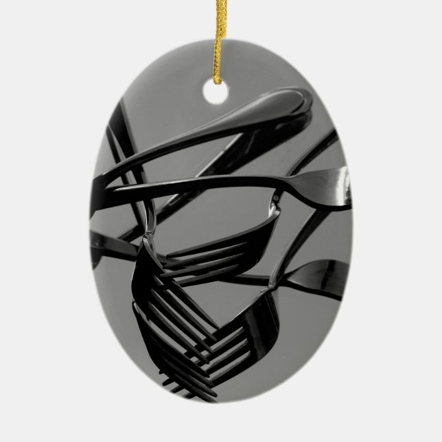 Fork Levitation Ceramic Ornament (Front)
