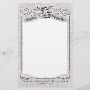 Fork pine tree Christmas holiday menu stationery