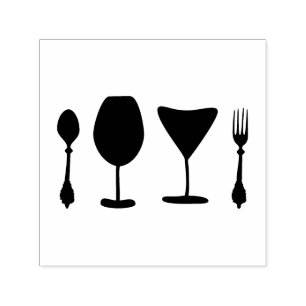 Fork Spoon Glass Dining Self-inking Stamp