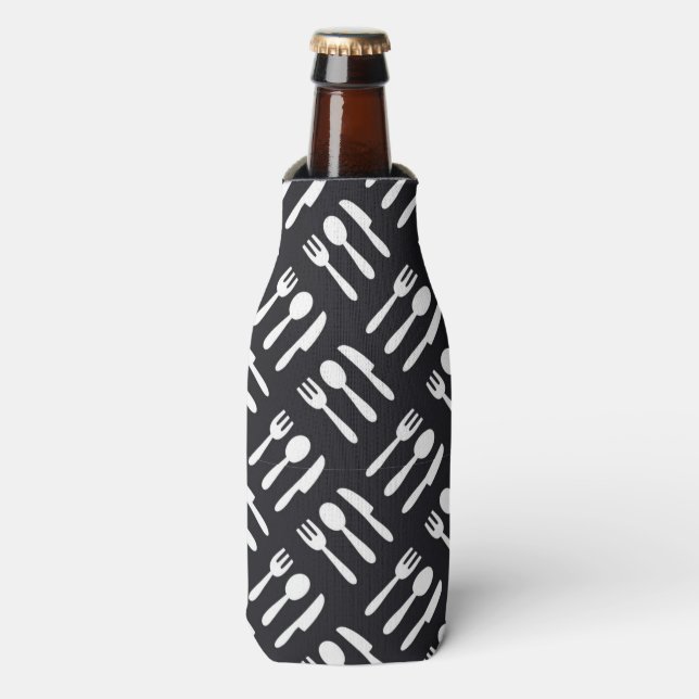 Fork spoon knife pattern bottle cooler (Bottle Front)