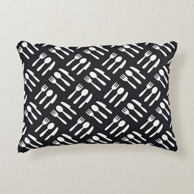 Fork spoon knife pattern decorative cushion (Front)