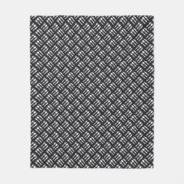 Fork spoon knife pattern fleece blanket (Front)